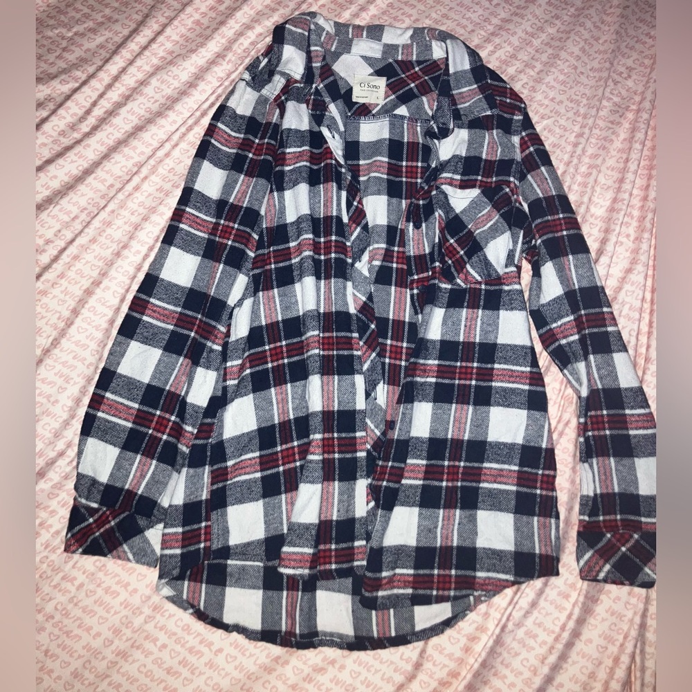 Ci Sono Red and Blue Plaid Shirt